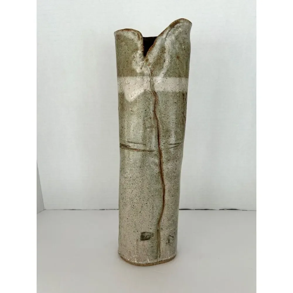 Thomas Reece Signed Art Pottery Stoneware Vase 12 1/2